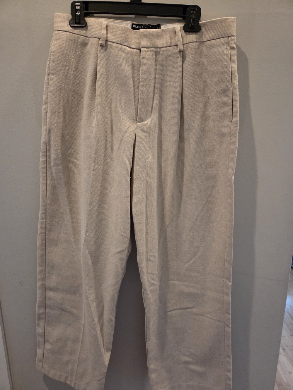 ASOS Men's Wide Leg Pleated Dress Pants in Beige